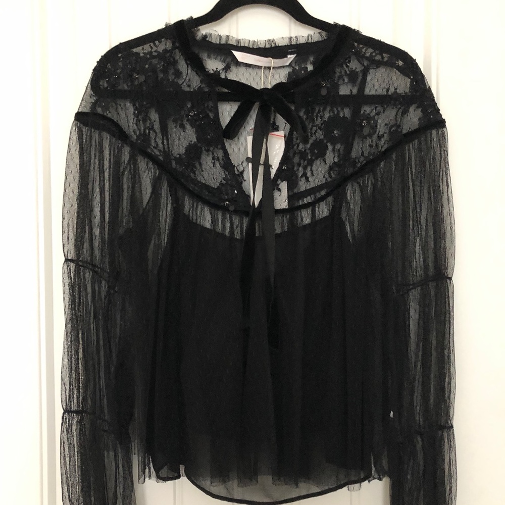 ZARA NEW Trafaluc Lace Long Sleeve Blouse